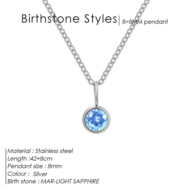 Simple Style Round Stainless Steel Plating Inlay Rhinestones Pendant Necklace 1 Piece