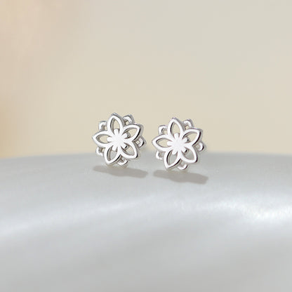 Simple Style Flower Snowflake Notes Sterling Silver Ear Studs 1 Pair