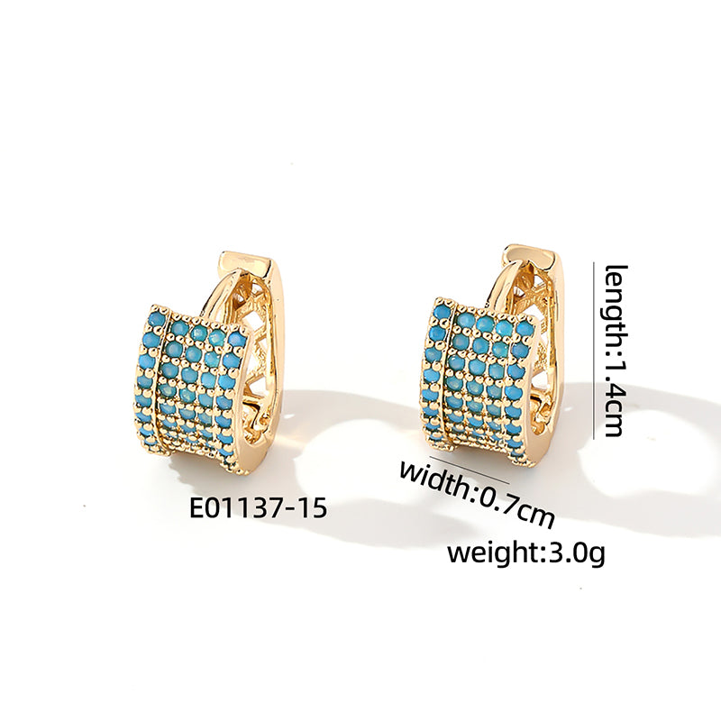 1 Pair Vintage Style Korean Style Geometric Inlay Copper Zircon Earrings