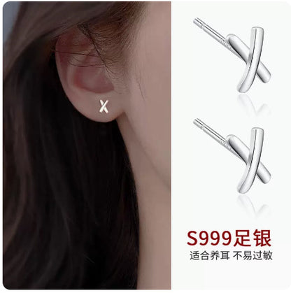 Simple Style Flower Snowflake Notes Sterling Silver Ear Studs 1 Pair