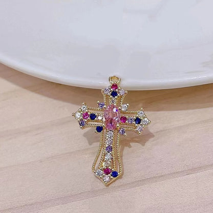 Elegant Lady Cross Alloy Plating Inlay Zircon Women's Pendant Necklace