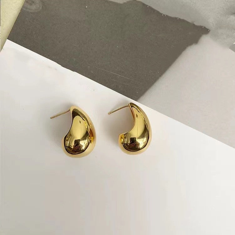 1 Pair Simple Style Water Droplets Plating Metal 18k Gold Plated Ear Studs