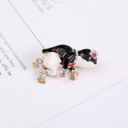 Funny Animal Alloy Enamel Inlay Artificial Gemstones Women'S Brooches