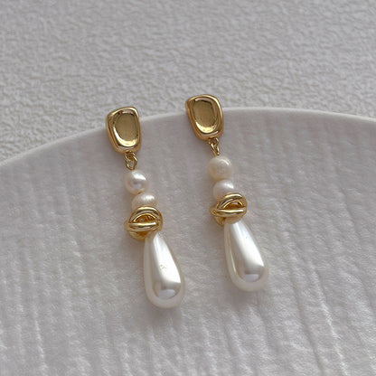 Simple Style Water Droplets Copper Pearl Plating Drop Earrings 1 Pair