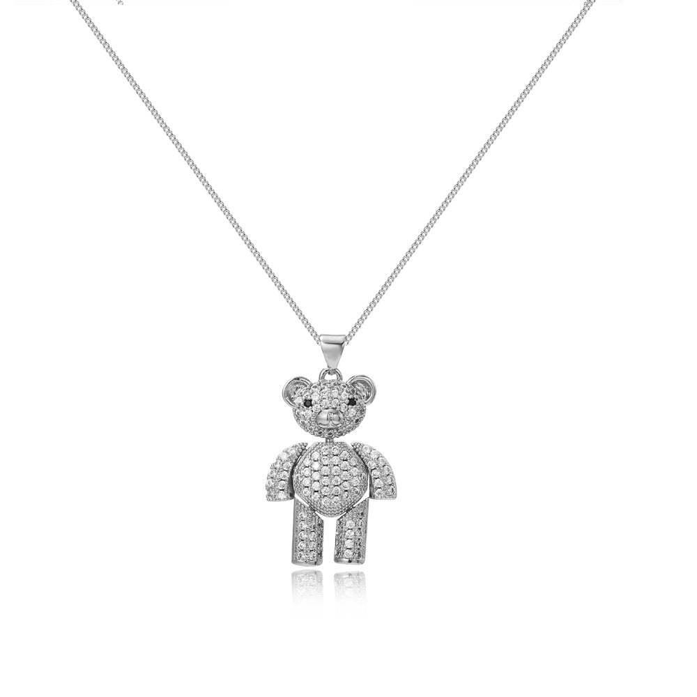 Simple Style Bear Copper Zircon Pendant Necklace In Bulk