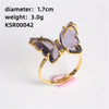 Casual Vintage Style Butterfly Copper Butterfly Inlay Glass Open Rings