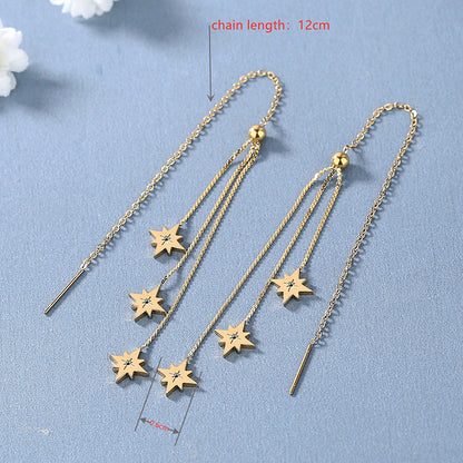 1 Pair Simple Style Hexagram Plating Titanium Steel 18k Gold Plated Ear Line