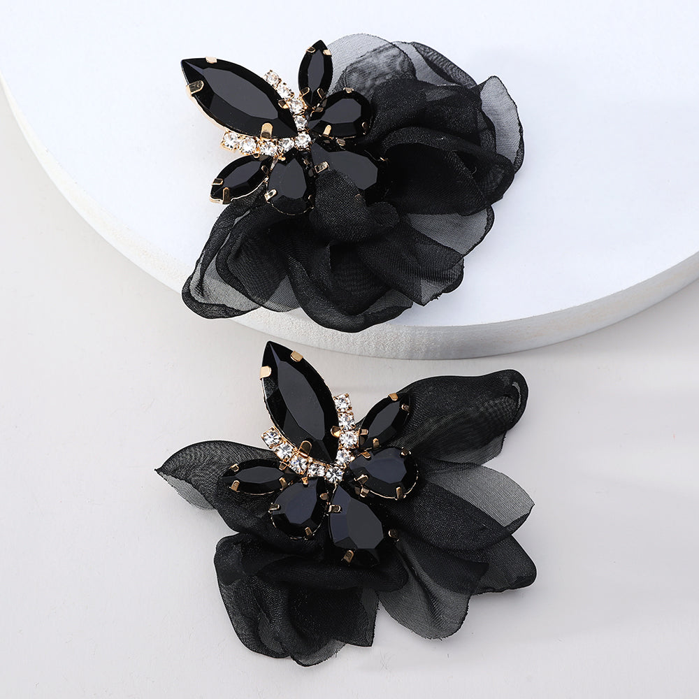 1 Pair Exaggerated Luxurious Sweet Petal Inlay Zinc Alloy Rhinestones Drop Earrings