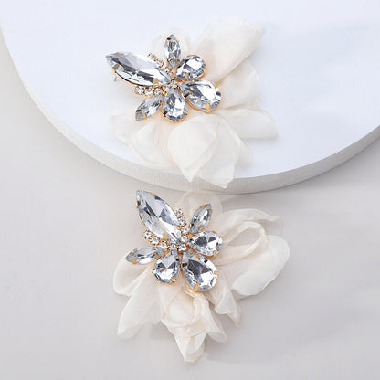 1 Pair Exaggerated Luxurious Sweet Petal Inlay Zinc Alloy Rhinestones Drop Earrings