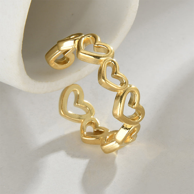 Elegant Simple Style Heart Shape Stainless Steel Plating 14k Gold Plated Open Rings