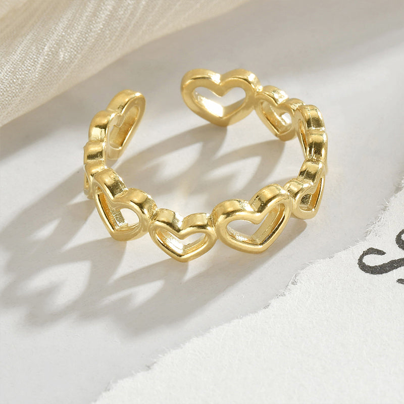 Elegant Simple Style Heart Shape Stainless Steel Plating 14k Gold Plated Open Rings