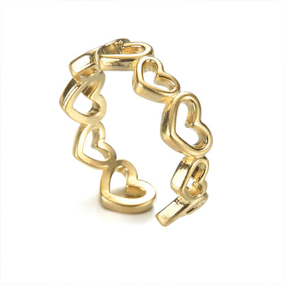 Elegant Simple Style Heart Shape Stainless Steel Plating 14k Gold Plated Open Rings