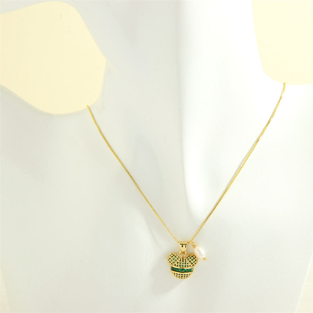 Cute Simple Style Little Bear Copper 18k Gold Plated Zircon Pendant Necklace In Bulk