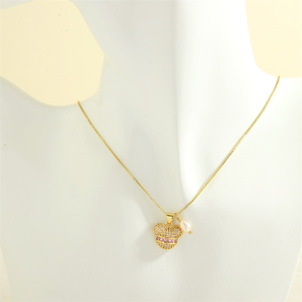 Cute Simple Style Little Bear Copper 18k Gold Plated Zircon Pendant Necklace In Bulk