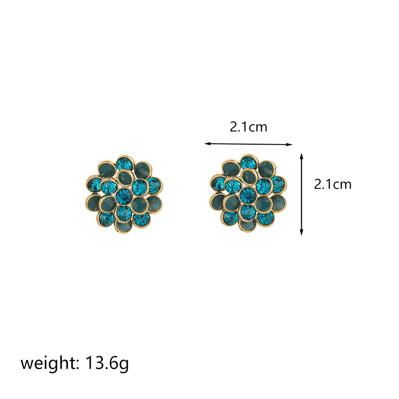 1 Pair Simple Style Flower Enamel Plating Hollow Out Copper Zircon 18k Gold Plated Ear Studs