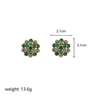 1 Pair Simple Style Flower Enamel Plating Hollow Out Copper Zircon 18k Gold Plated Ear Studs