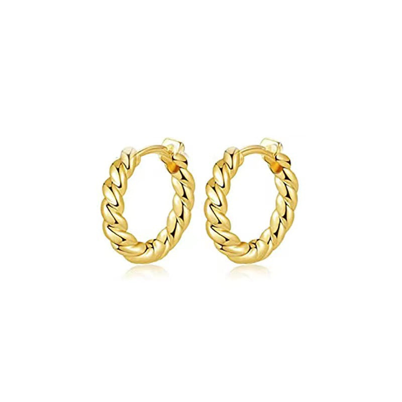 1 Pair Luxurious Solid Color Plating Inlay Copper Rhinestones 18k Gold Plated Earrings