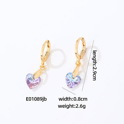 1 Pair Casual Heart Shape Flower Plating Inlay Copper Zircon Drop Earrings