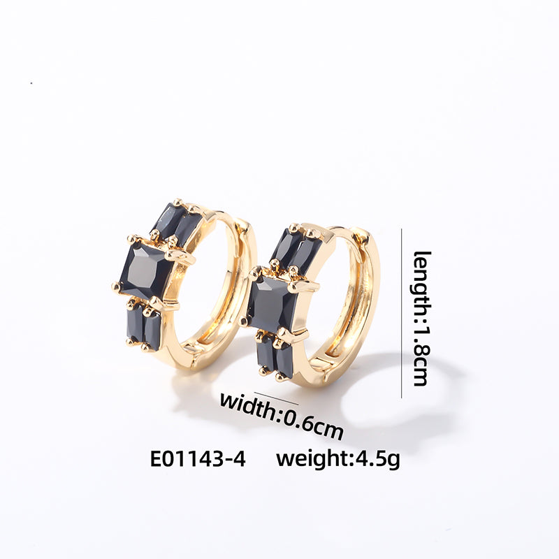 1 Pair Casual Sweet Geometric Square Inlay Copper Zircon Earrings