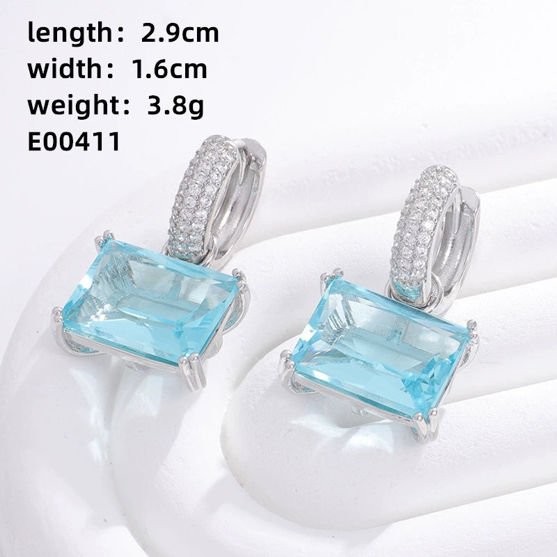 1 Pair Casual Sweet Korean Style Geometric Inlay Copper Zircon Drop Earrings