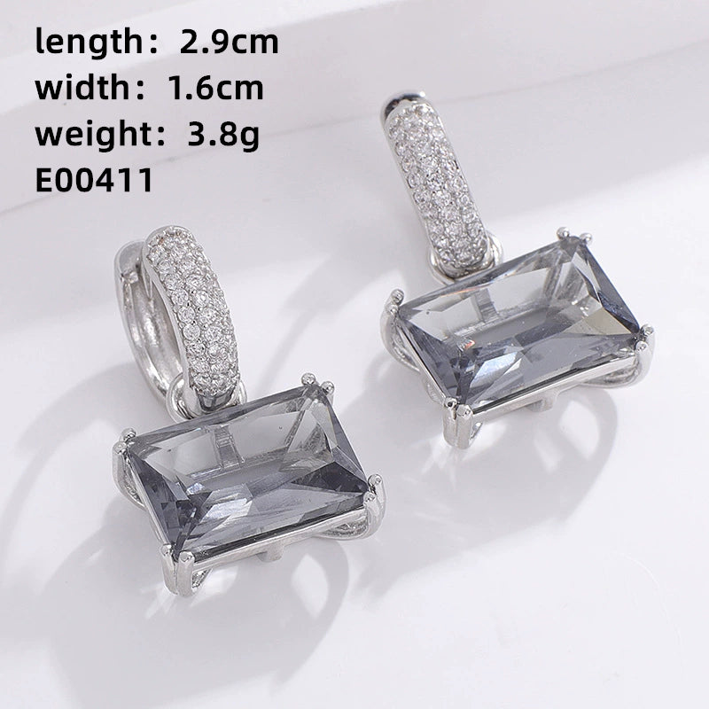 1 Pair Casual Sweet Korean Style Geometric Inlay Copper Zircon Drop Earrings