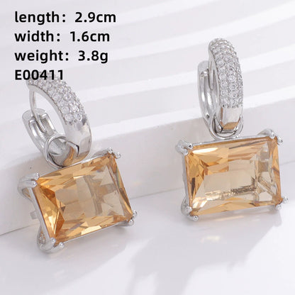 1 Pair Casual Sweet Korean Style Geometric Inlay Copper Zircon Drop Earrings