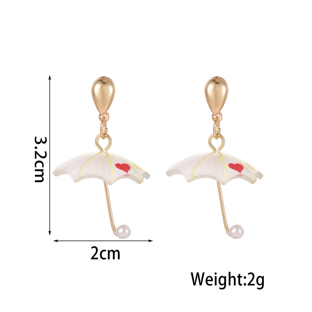 1 Pair Casual Hawaiian Vacation Heart Shape Umbrella Resin Drop Earrings