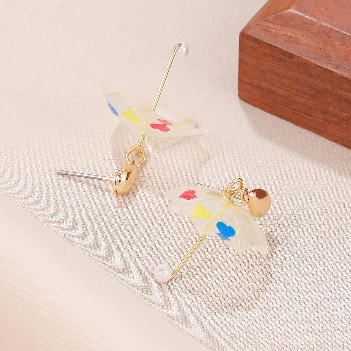 1 Pair Casual Hawaiian Vacation Heart Shape Umbrella Resin Drop Earrings