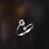 Lady Letter Sterling Silver Plating Inlay Zircon Open Rings