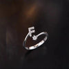 Lady Letter Sterling Silver Plating Inlay Zircon Open Rings