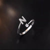 Lady Letter Sterling Silver Plating Inlay Zircon Open Rings