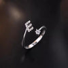 Lady Letter Sterling Silver Plating Inlay Zircon Open Rings