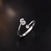 Lady Letter Sterling Silver Plating Inlay Zircon Open Rings