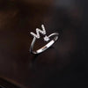 Lady Letter Sterling Silver Plating Inlay Zircon Open Rings