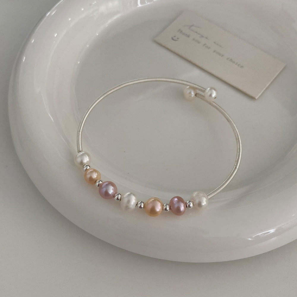 Basic Solid Color Freshwater Pearl Copper Bangle