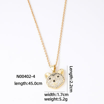 Hip-hop Vintage Style Simple Style Fox Copper Plating Inlay Zircon Gold Plated Pendant Necklace