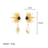 1 Pair Streetwear Fireworks Irregular Plating Inlay Copper Natural Stone Freshwater Pearl 18k Gold Plated Drop Earrings