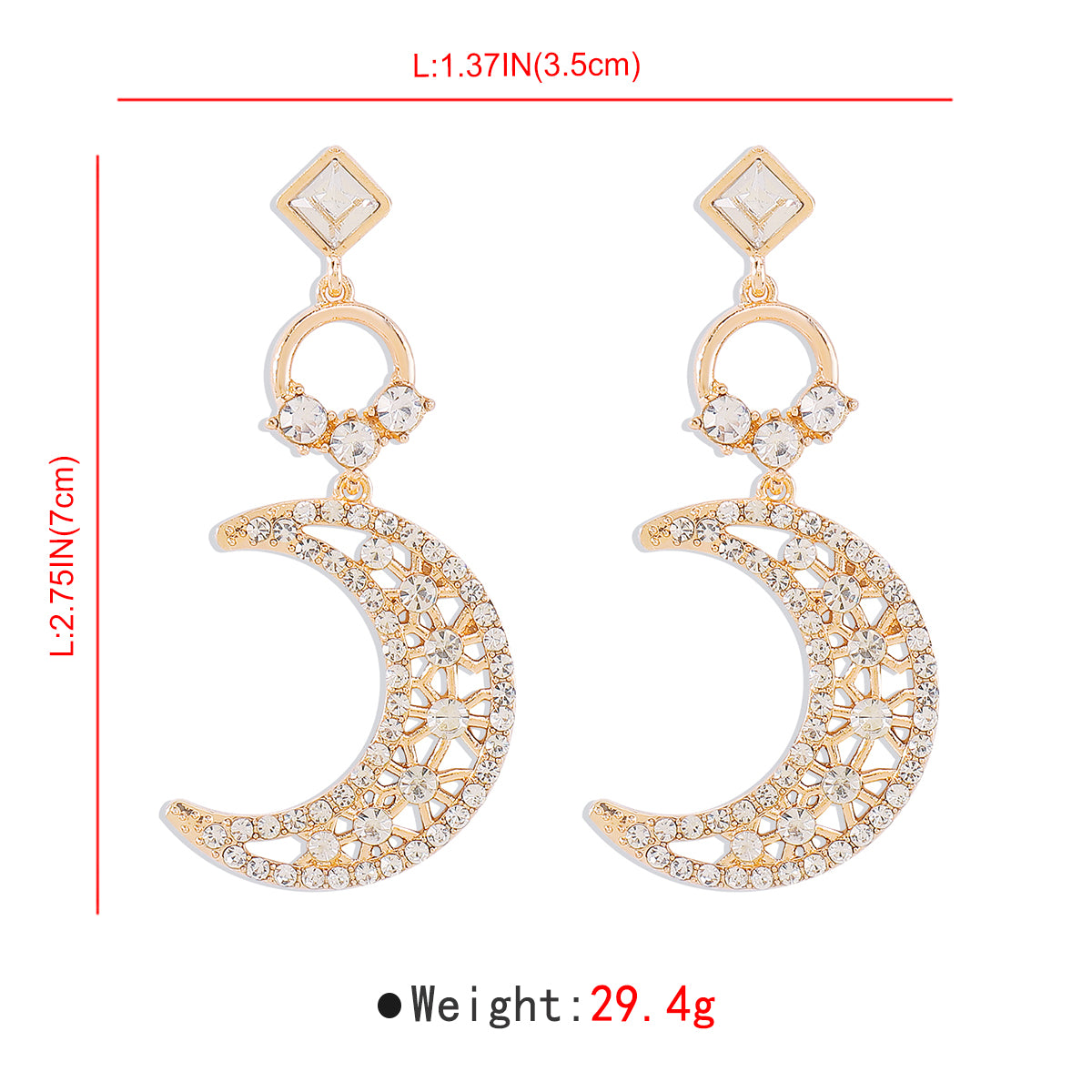 1 Pair Fairy Style Sweet Streetwear Moon Hollow Out Inlay Alloy Rhinestone Rhinestones Drop Earrings