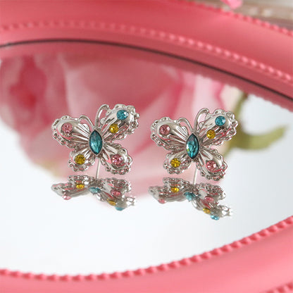 Wholesale Jewelry Vintage Style Butterfly Alloy Zircon Plating Inlay Ear Studs