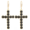 1 Pair Retro Cross Inlay Copper Zircon Drop Earrings