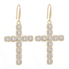 1 Pair Retro Cross Inlay Copper Zircon Drop Earrings