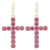 1 Pair Retro Cross Inlay Copper Zircon Drop Earrings