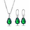 Vintage Style Shiny Water Droplets Copper Inlay Zircon Earrings Necklace