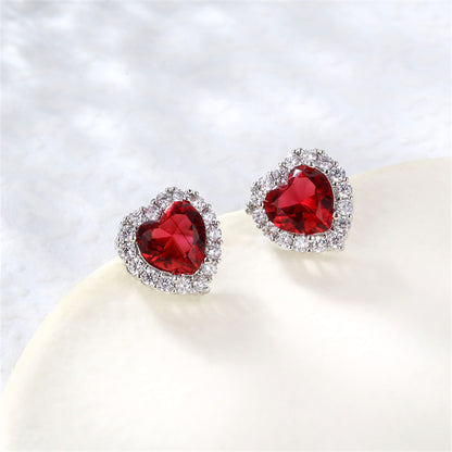 1 Pair Simple Style Heart Shape Plating Inlay Copper Zircon Ear Studs