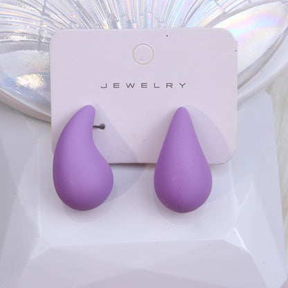 1 Pair Sweet Simple Style Water Droplets Solid Color Spray Paint Arylic Ear Studs