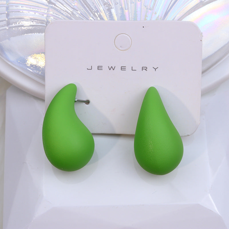 1 Pair Sweet Simple Style Water Droplets Solid Color Spray Paint Arylic Ear Studs