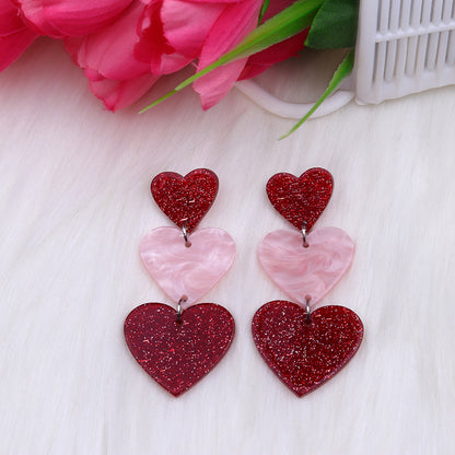 1 Pair Sweet Heart Shape Arylic Drop Earrings