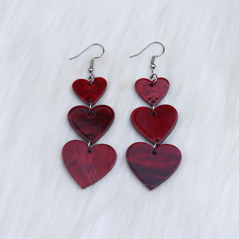 1 Pair Sweet Heart Shape Arylic Drop Earrings