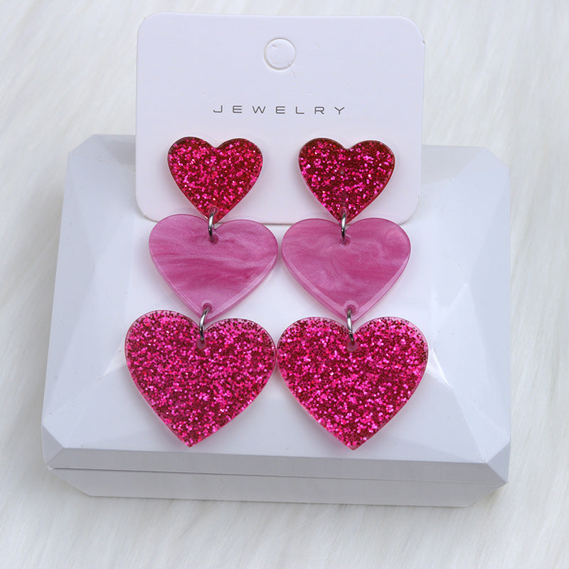 1 Pair Sweet Heart Shape Arylic Drop Earrings