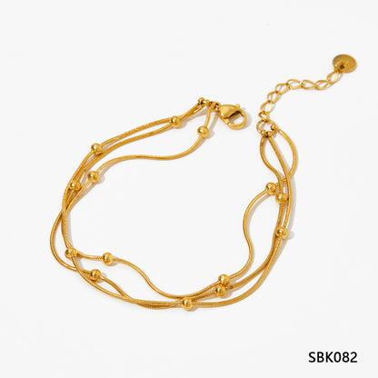 Wholesale Casual Simple Style Solid Color Stainless Steel Plating 14k Gold Plated Bracelets Necklace